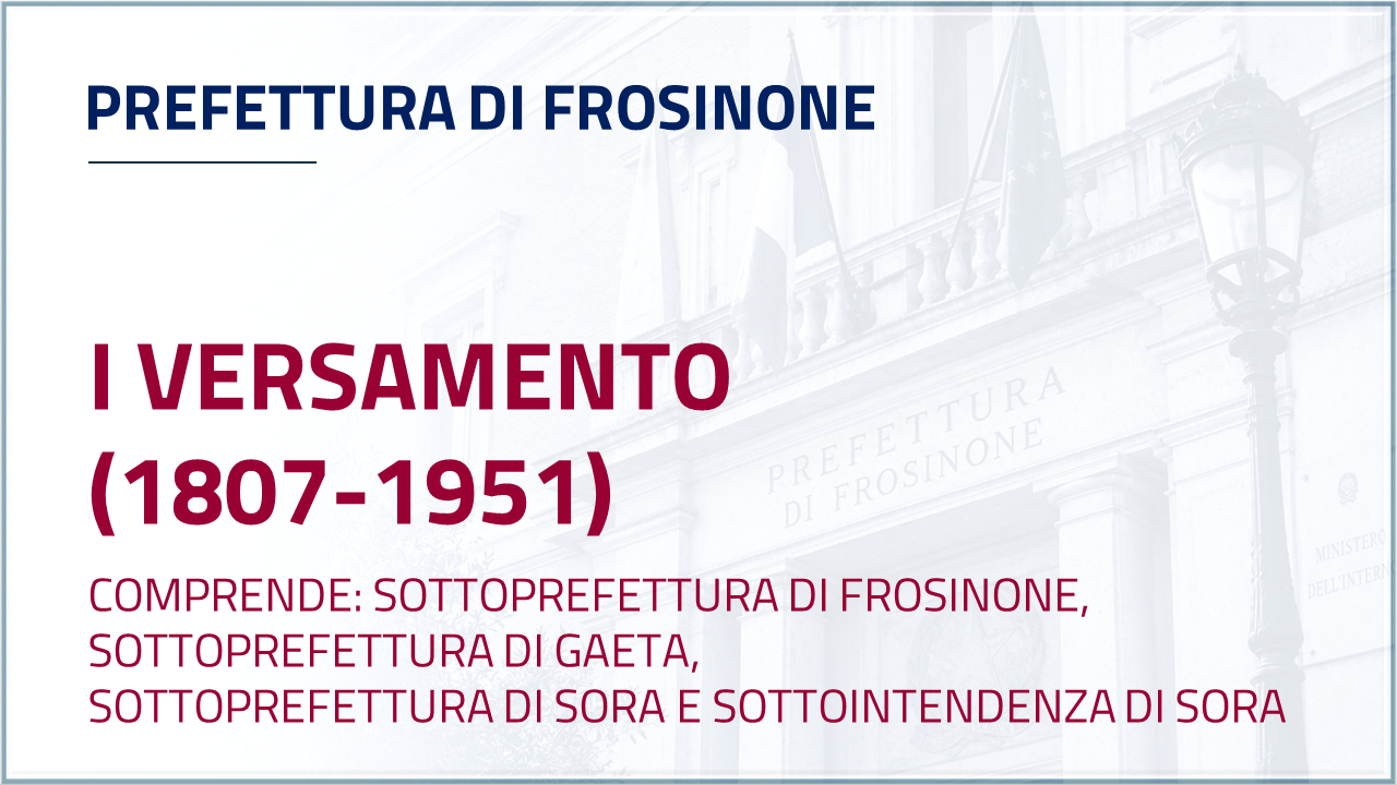 Apri inventario - Prefettura di Frosinone - settimo versamento - Affari comunali - dal 1941 al 1998